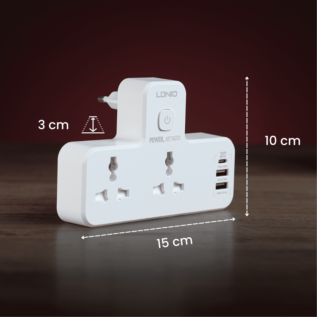 3-Port USB Charger Extension Power Strip  20W USB-C, PD, USB-A Wall Charger Adapter Fast Charger