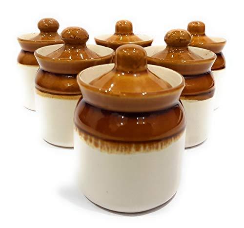 250 ML-Ceramic Handmade Pickle Jar Set with Lid(Pack of 4)