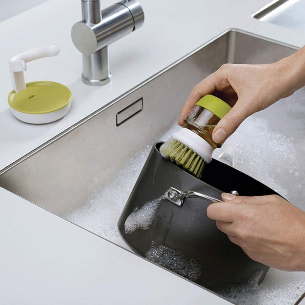 Cleaning Brush with Soap Dispenser for Kitchen, Sink, Dish Washer with Storage Stand