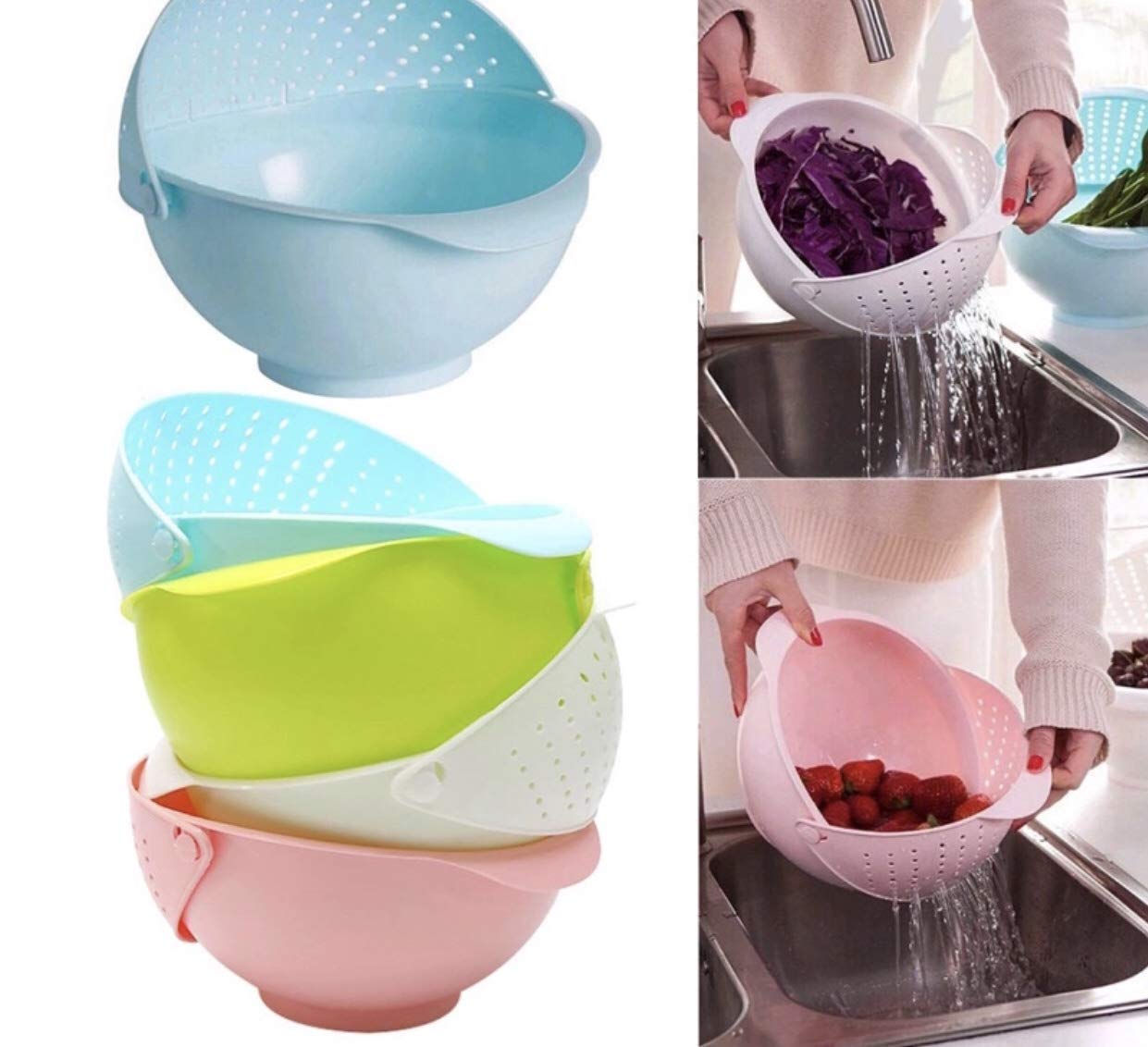 Fruit Wash Basket - Plastic Collapsible Colander And Strainer Basket