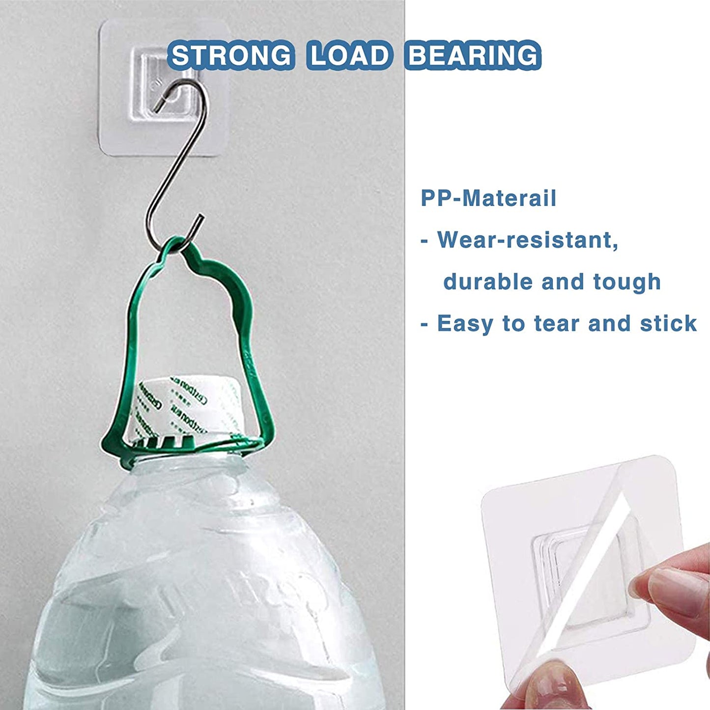 Double-Sided Adhesive Wall Hooks, Waterproof and Oilproof Reusable Seamless Hooks