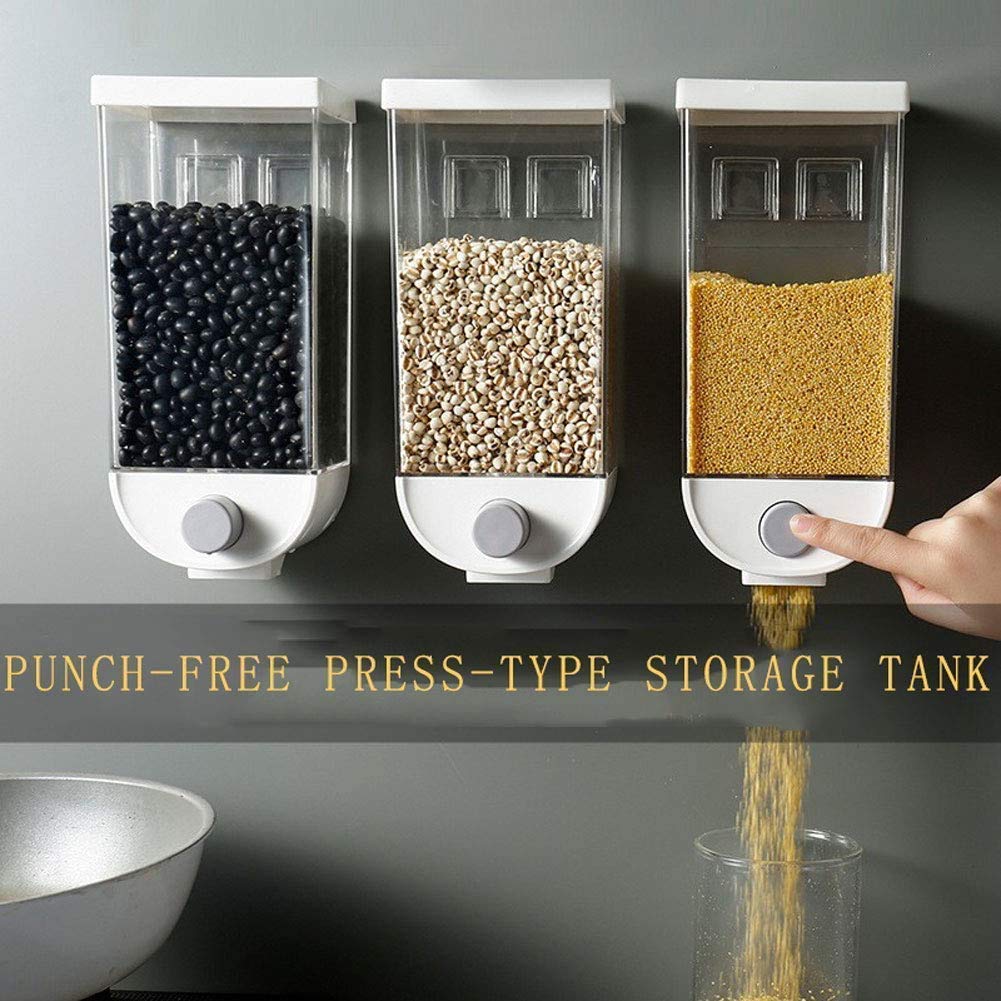 Wall-mounted Tank Food Storage Airtight Container Punch Free (Set of 3)