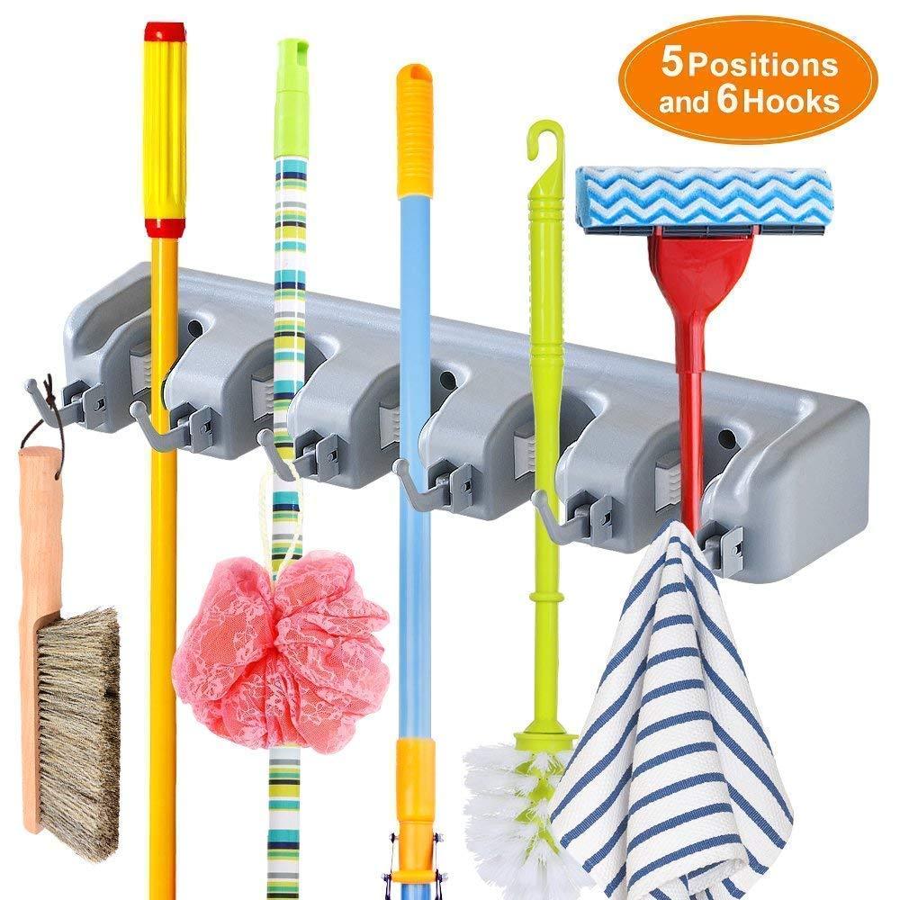 Mop Holder - 5 Layer Wall Mounted Mop & Broom Holder