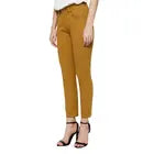 Khaki Trouser Pants Woven Solid Full Length Straight Blended Cotton Formal Skinny Casual Office Wear Women's