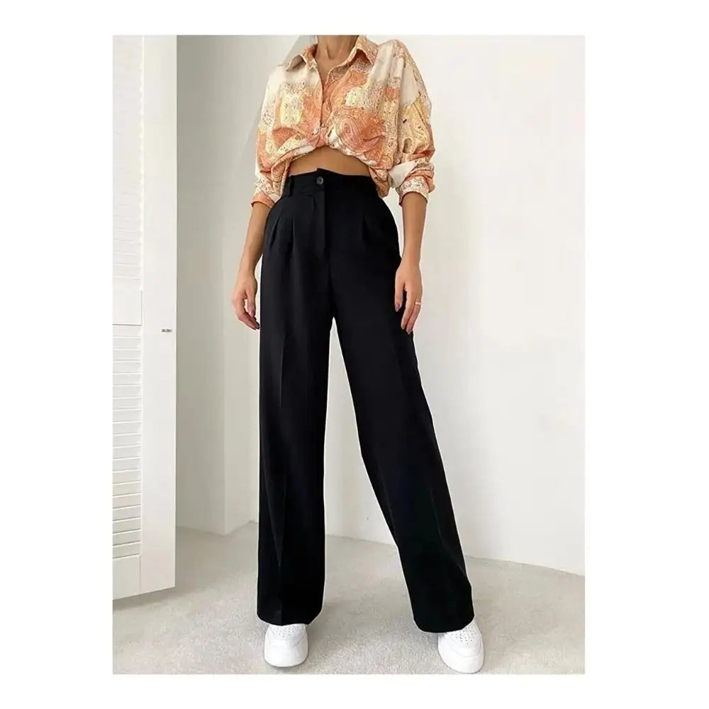 wide leg pants female summer high waist drape thin section 2023 new loose comfortable straight textured trousers