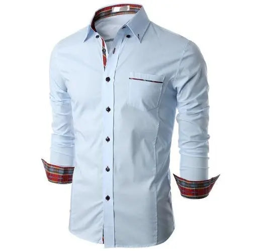 White Long Sleeve Men Dress Shirt OEM Custom 100% Cotton Casual Top Brand Formal