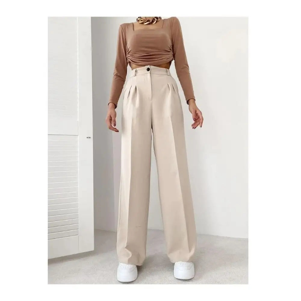 wide leg pants female summer high waist drape thin section 2023 new loose comfortable straight textured trousers