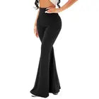 Wholesale Polyester Spanfex Black High Waisted Long Straight Wide Leg Flare For Women Manufacturer From Bangladesh