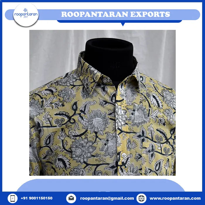 Stylish Shirts For Men Indian Hand Block Printed Soft Cotton Cambric Fabric For Men On Sale At Best Price