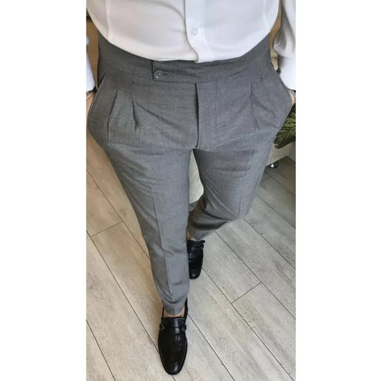 Slim Fit Double Pleated 1 Piece Men Pant Only Grey Black Stylish Formal Men suit Trousers Design Custom Made