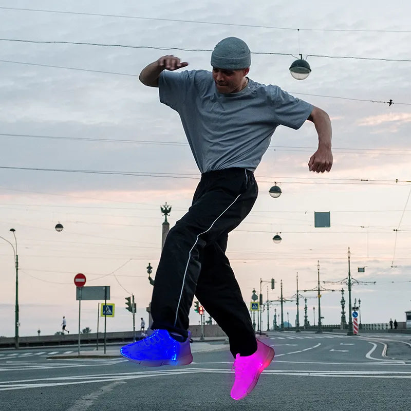 LED glowing optic fiber shoes sport sneakers running popular for party/ scooter/concert