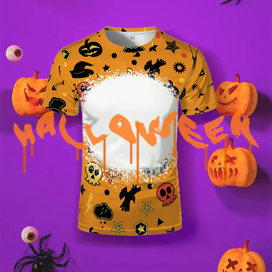 2024 USA Size Polyester Sublimation Shirt Blank Customized Logo Bleached Custom Oversized Halloween T