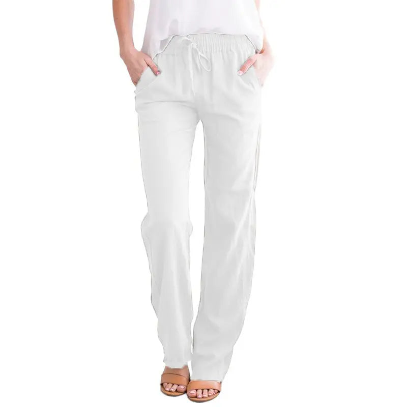 new arrival organic cotton trousers summer blank linen wide leg women summer wears fashion sweatpants