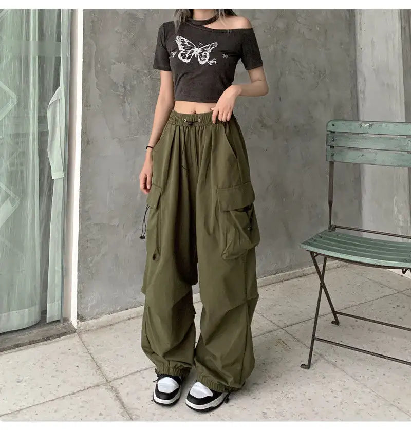 Fashion Streetwear Pants Straight Casual Cargo Pants 2024 Wholesale Summer Mujer Women High Quality Polyester Digital Printing