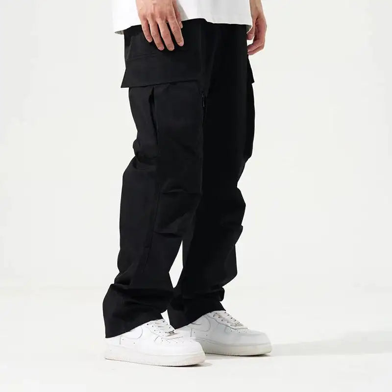 Custom Mens Loose Baggy Jogger Hip Hop Long Pants Trousers Heavy Chino Multi Pocket Cotton Oversized Cargo