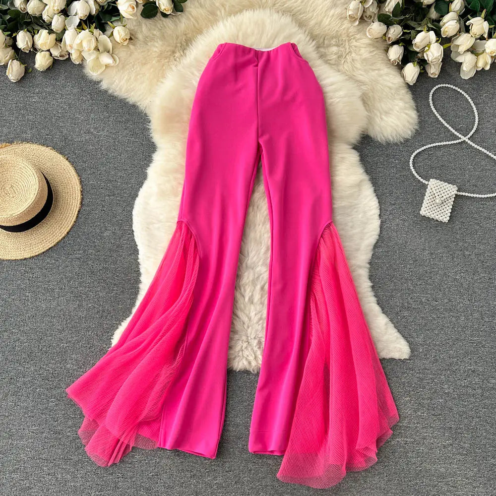 Summer Casual Wide Leg Pants Women High Waist Trousers Girls Outdoor Wholesale