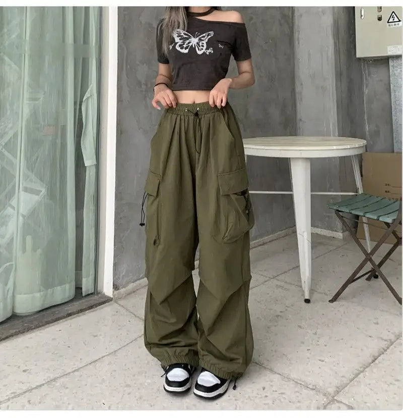 Fashion Streetwear Pants Straight Casual Cargo Pants 2024 Wholesale Summer Mujer Women High Quality Polyester Digital Printing