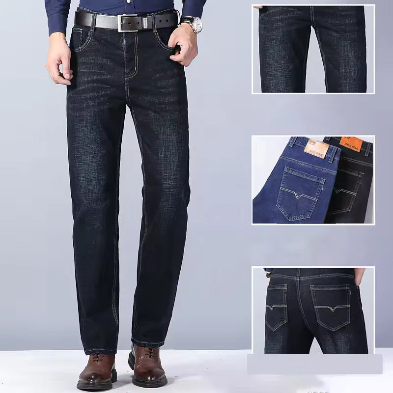 Men's Jeans Fashion Trousers Brands Straight Jeans Boy's Stretch Denim loose high street Elastic Slim-fit Trendy Denim Pants