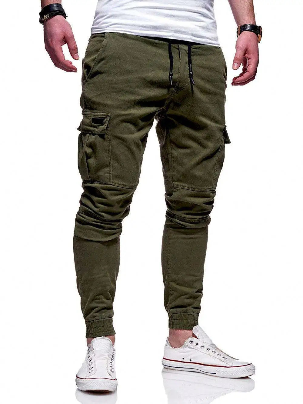 2024 New Fashion Men Multi-pocket Hip Hop Pants Trousers Sweatpants Male Casual Cargo Canvas Fabric Medium Outdoor Wear