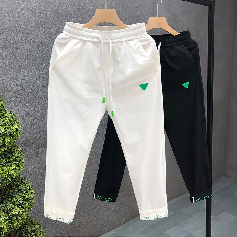 Custom logo stitching drawstring letters casual horn for men and women trousers flare Sweatpants