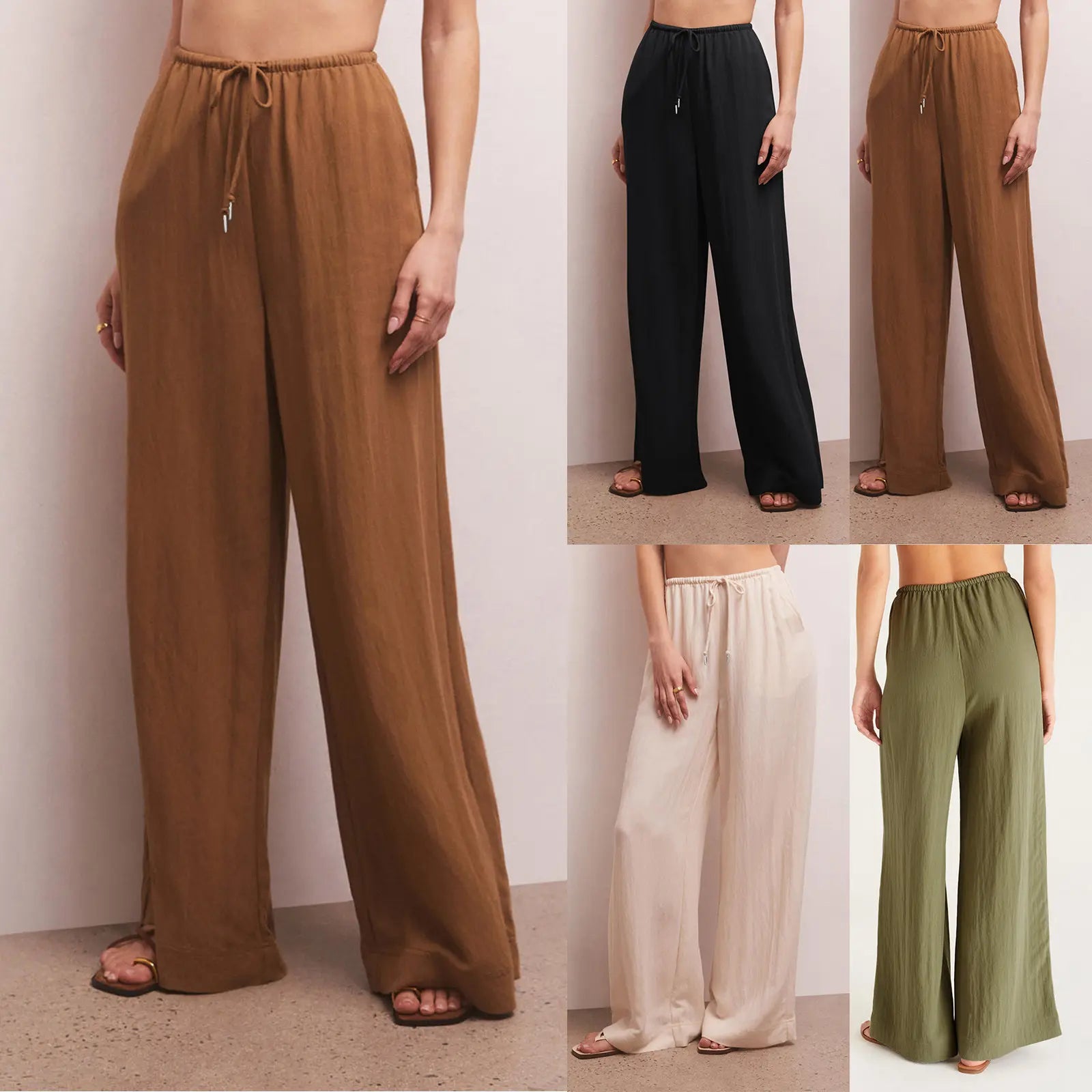 Wholesale popular casual plain long wide-legged for ladies