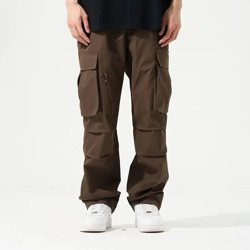 Custom Mens Loose Baggy Jogger Hip Hop Long Pants Trousers Heavy Chino Multi Pocket Cotton Oversized Cargo