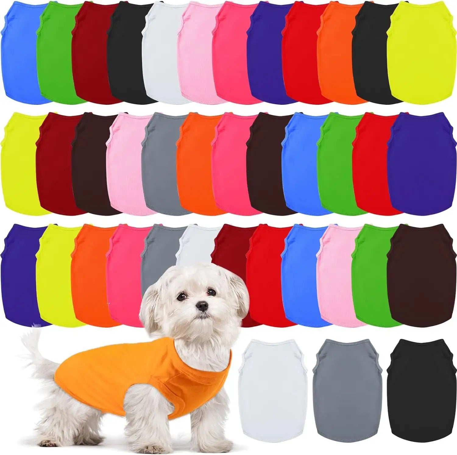 Blank Clothes Summer Soft Breathable Plain Puppy Dog Vest Costume Clothes for Small Medium Large Pet