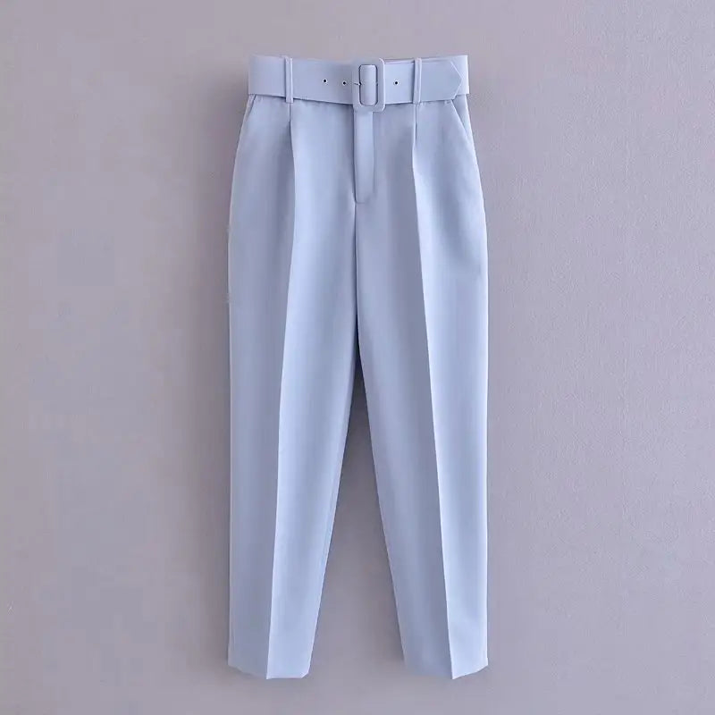 R41028S 16 colors summer women's clothing fashion belt loose casual straight-leg trousers