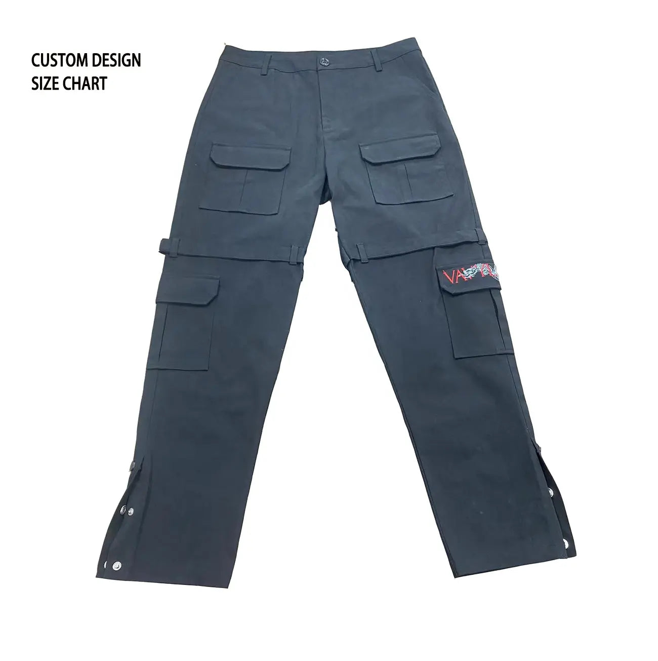 Wholesale OEM cargo pants streetwear twill cotton pants khaki track cargo with custom button detailing for men