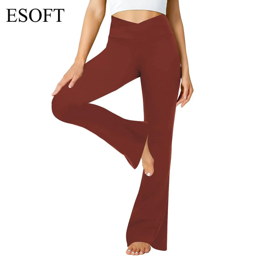 ESOFT Women's Bootcut High Waisted Causal Pants Stretch Long Solid Wide Leg Trousers