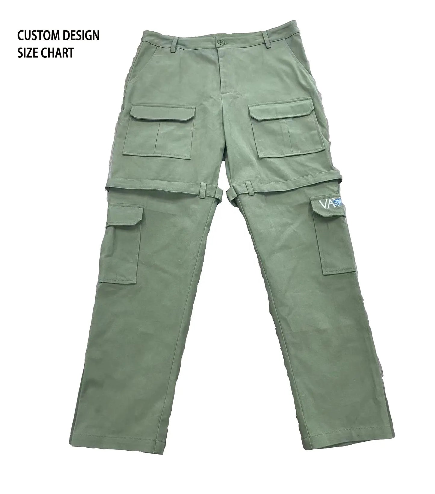 Wholesale OEM cargo pants streetwear twill cotton pants khaki track cargo with custom button detailing for men