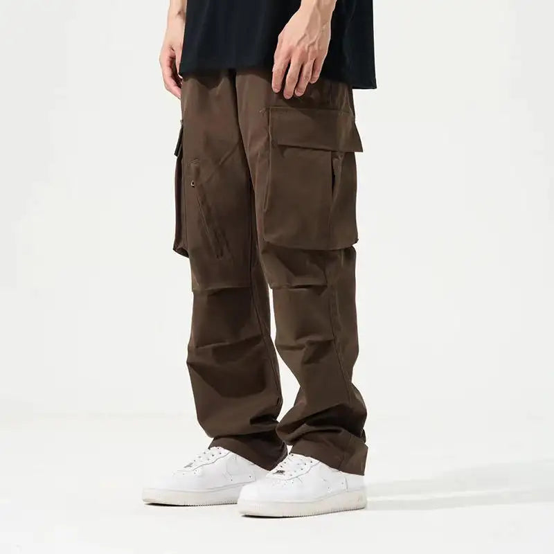 Custom Mens Loose Baggy Jogger Hip Hop Long Pants Trousers Heavy Chino Multi Pocket Cotton Oversized Cargo