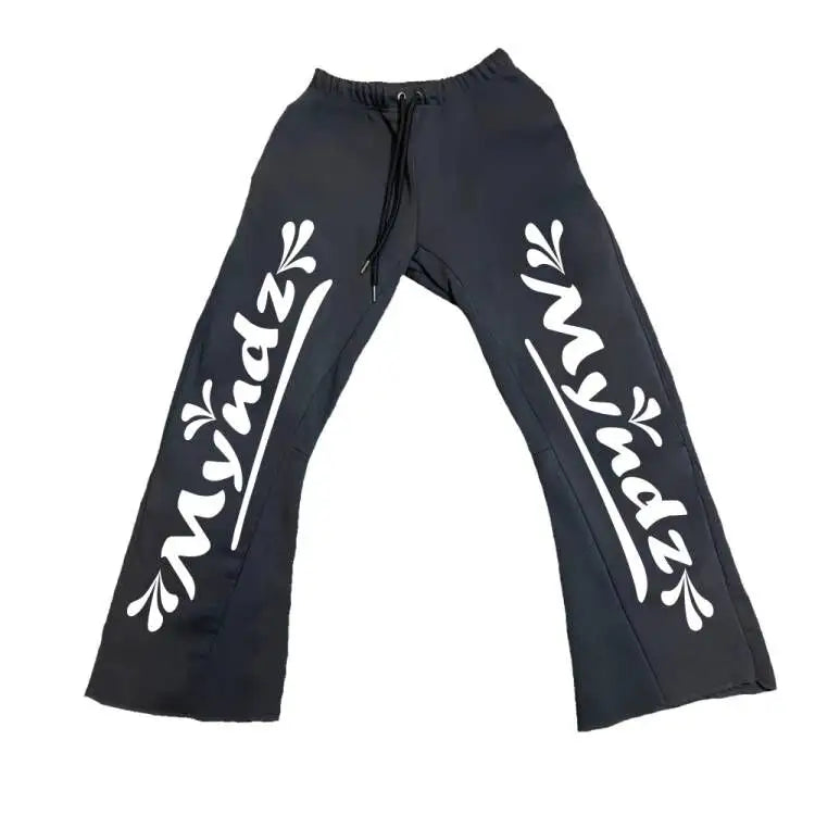 Mens Flare Track Pants Wholesale Flare Sweat French Terry Cotton Sweatpants Men Street Flare Sweatpants