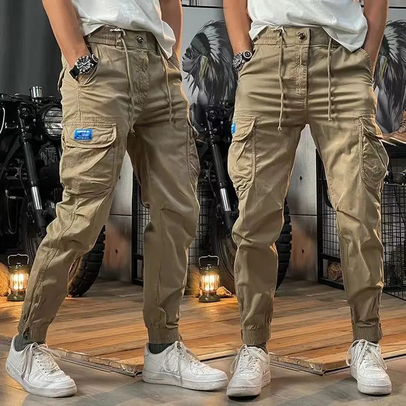 Summer men's casual pants with drawstring pockets, jogger high-quality men's workwear