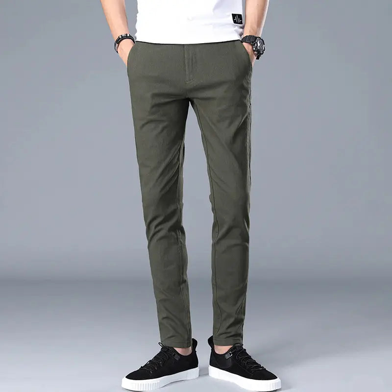 Custom Logo Casual Formal Luxury Trousers Cotton Plaid Slim Fit Side Pocket Zipper Work Cargo For Men