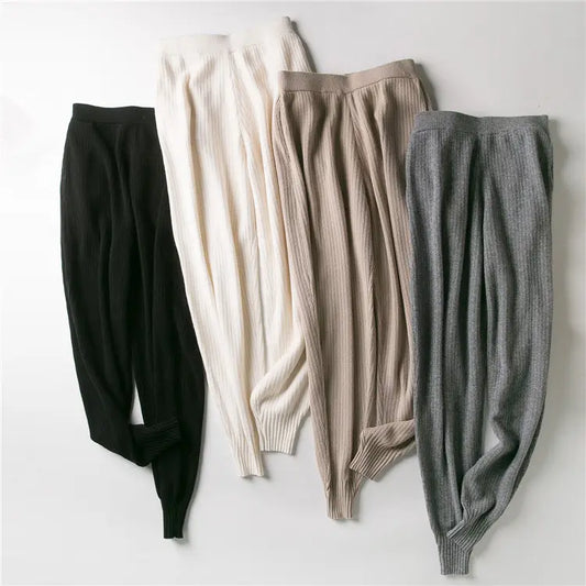 Square Fonda Wholesale Women Cashmere Pants Loose High Waist Ladies Trousers.