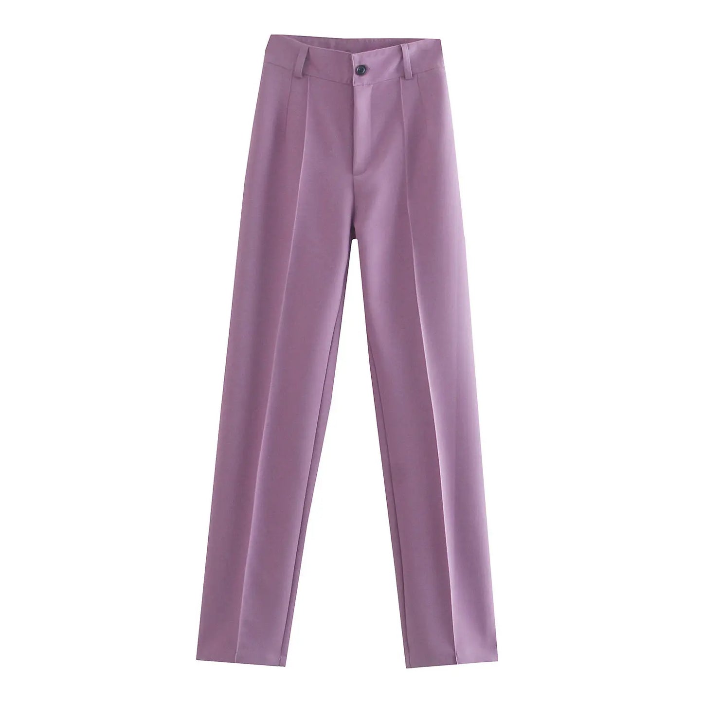 Women China Fashion Office Wear Straight Pants Vintage High Waist Zipper Fly Female Trousers