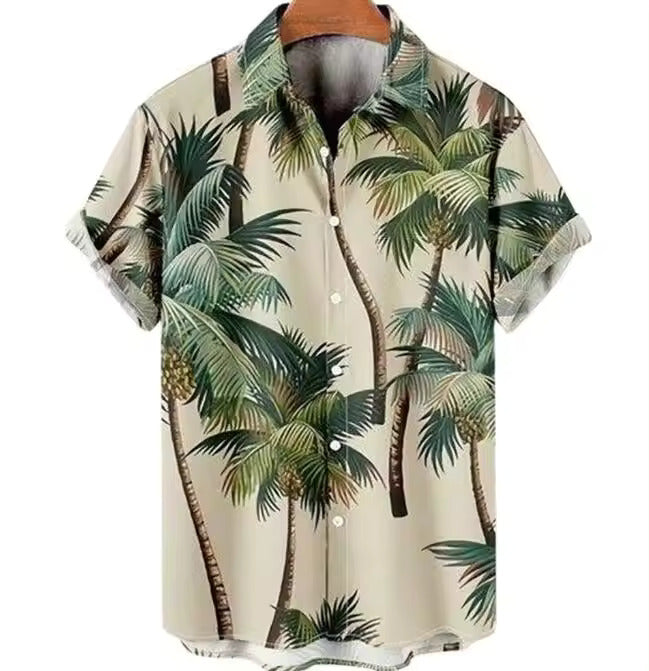 wholesale 3D digital printed loose casual beach men's fashionable and comfortable shirt with short sleeve