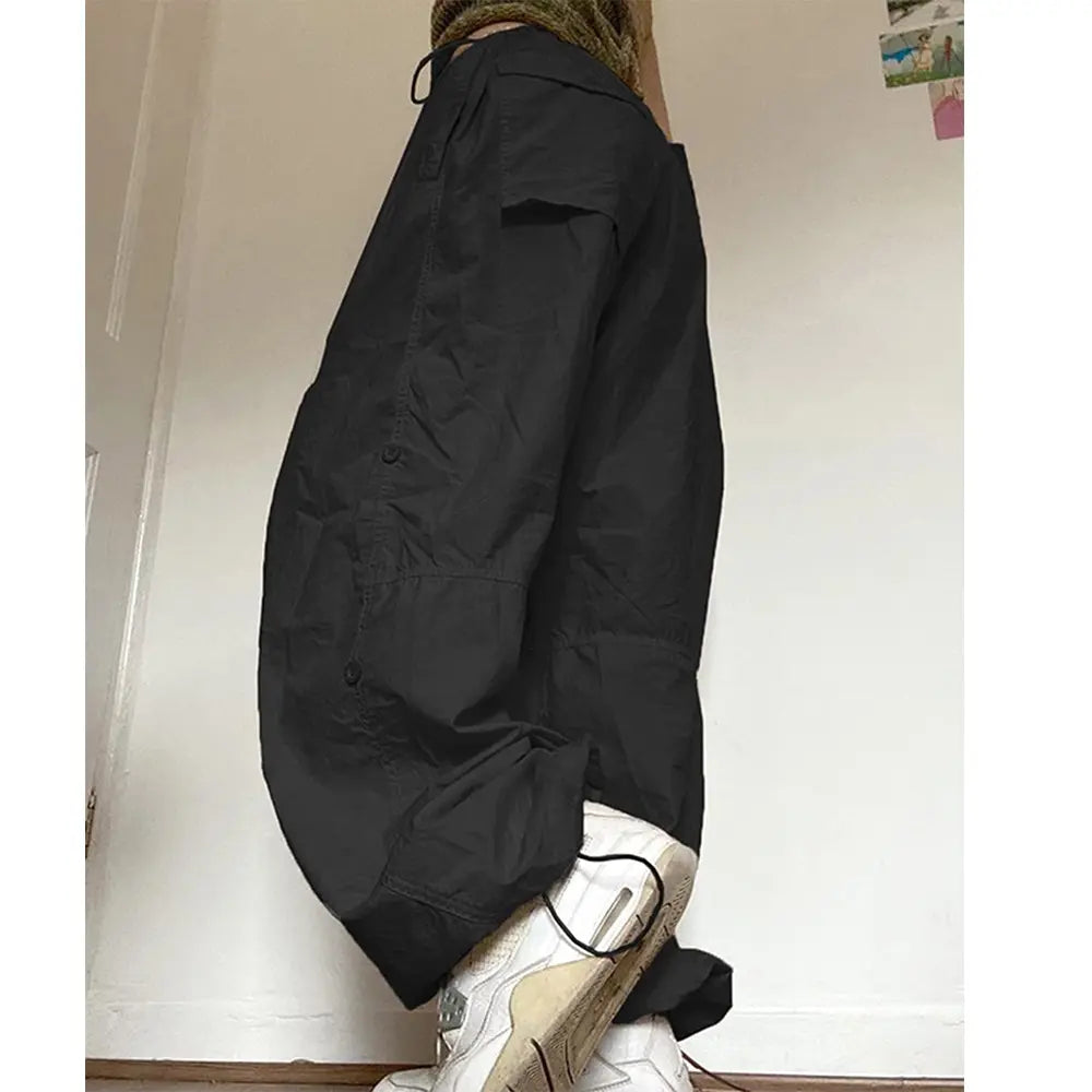 Doger Custom OEM Fashion Design Women's Style High Quality Nylon 4 Way Stretch Cargo Baggy Parachute Cargo For Women