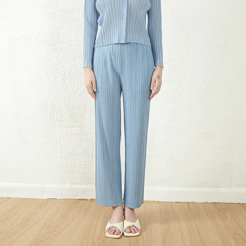 2024 Miyake Pleated Pants Designer Summer Pleated Loose Women's Casual Straight