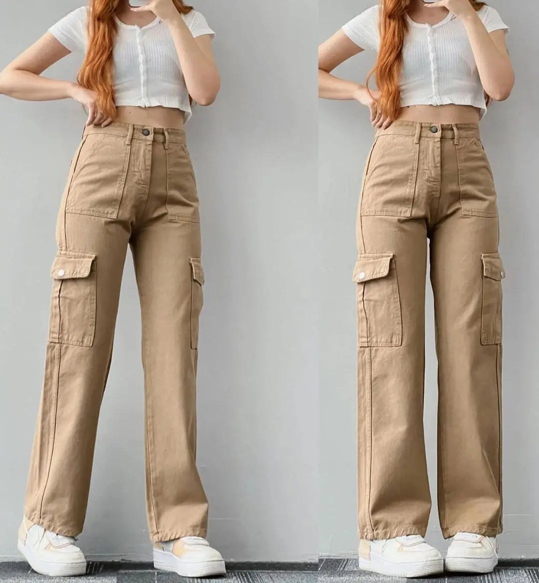 Wholesale Cargo Pants Ladies Casual Trouser Woman Clothes Women High Waisted Trousers with Pocket