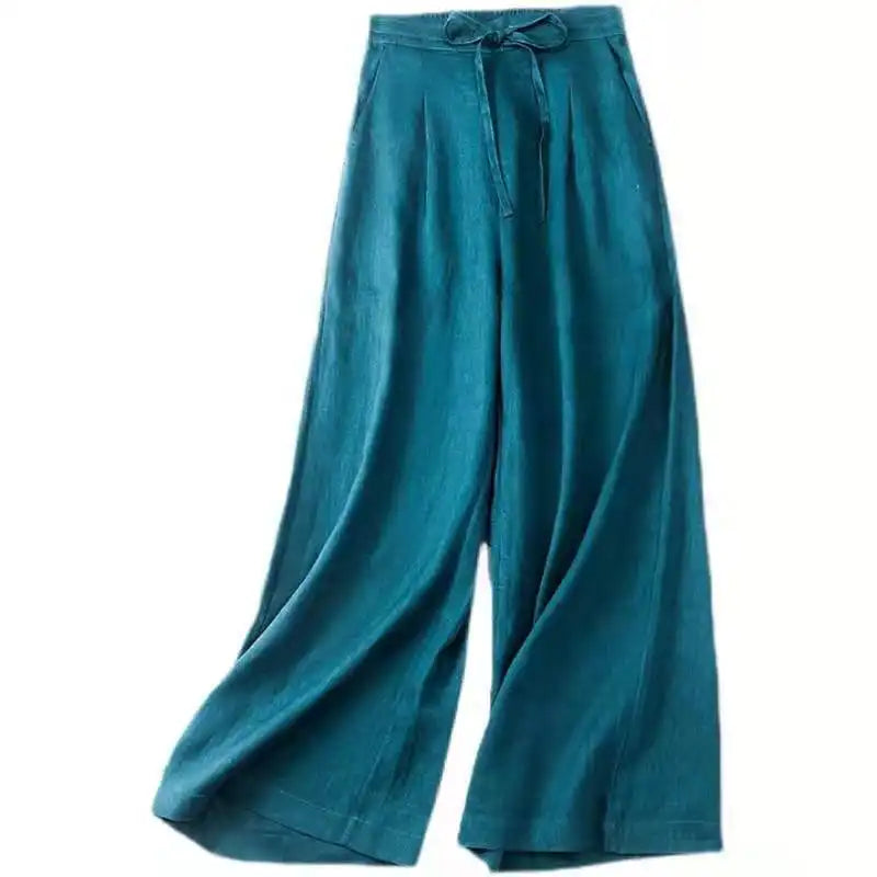 Wide Leg Pants Women's Trousers High Waist Drape Spring and Autumn Loose Casual Chiffon Trousers Ice Silk Nine-point