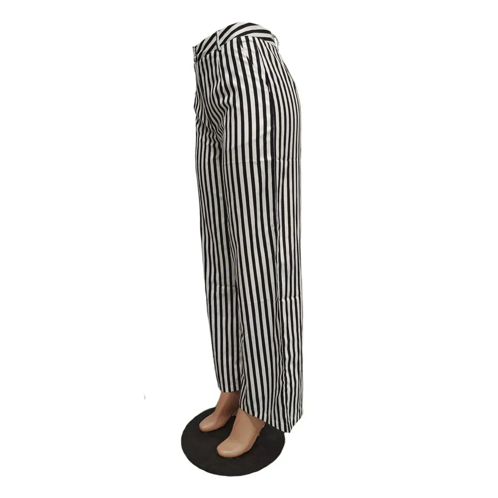 Striped Women Wide Leg Pants Fashion Print High Waist Female Trouser Sexy Streetwear Loose Casual Streetwear Trousers