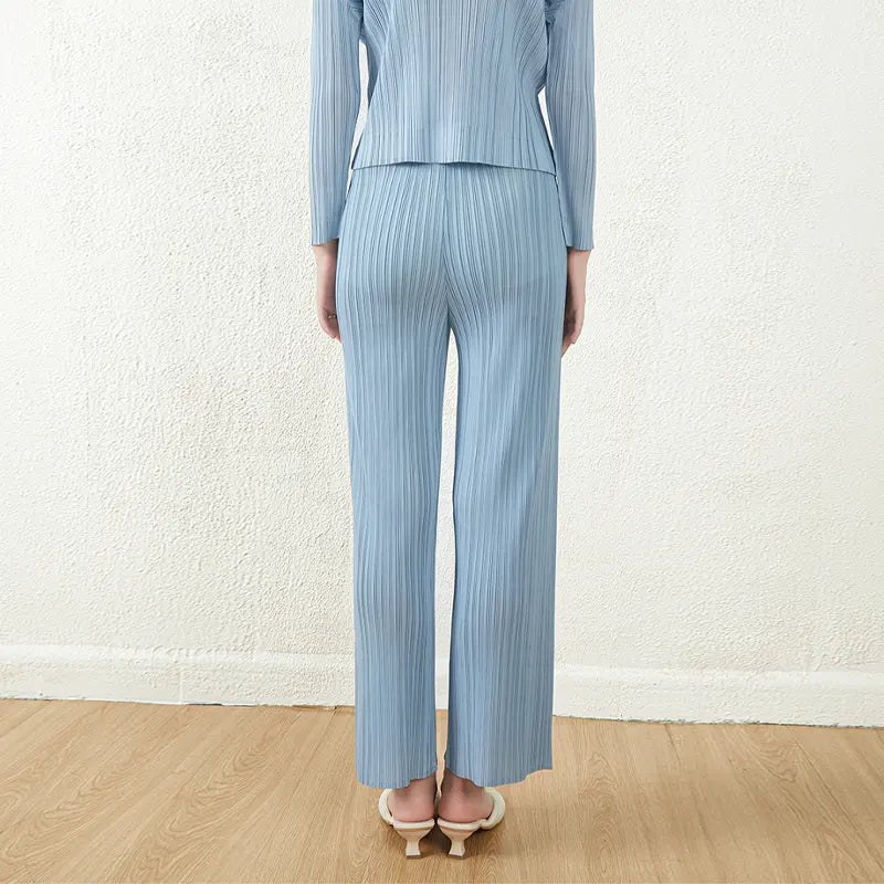 2024 Miyake Pleated Pants Designer Summer Pleated Loose Women's Casual Straight