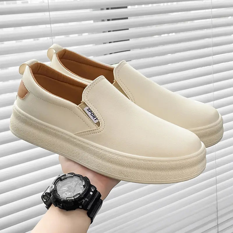 2024 Casual Shoes Microfiber Summer Leather Wear-Resistant Men's Fashion Small White Skateboard