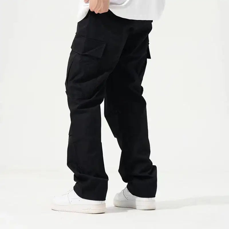 Custom Mens Loose Baggy Jogger Hip Hop Long Pants Trousers Heavy Chino Multi Pocket Cotton Oversized Cargo