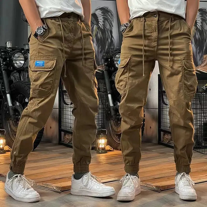 Summer men's casual pants with drawstring pockets, jogger high-quality men's workwear