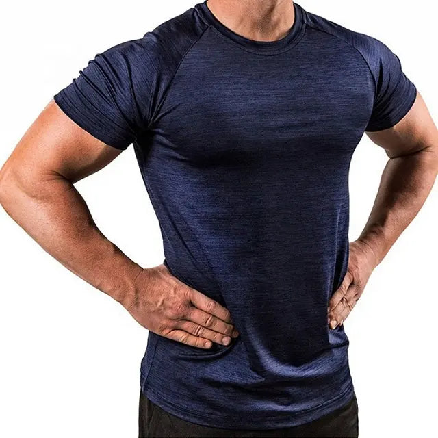 2022 Custom Logo Spandex Polyester T Shirt Compression Breathable Athletic Gym Men's T- Quick Dry Sport T For Men