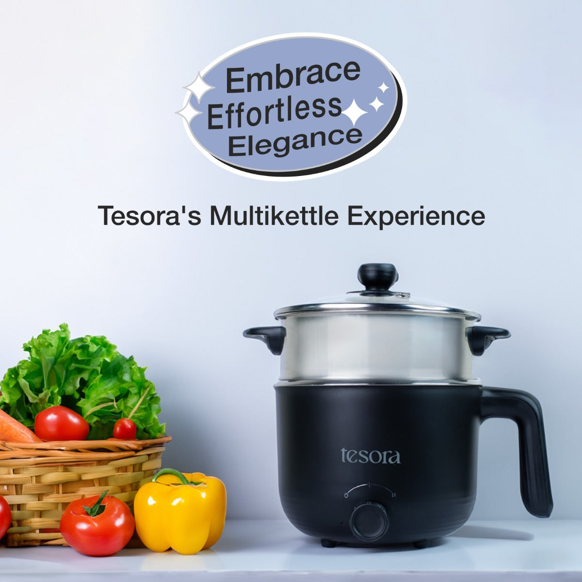 Tesora Portable Multicook Electric Kettle With Steamer