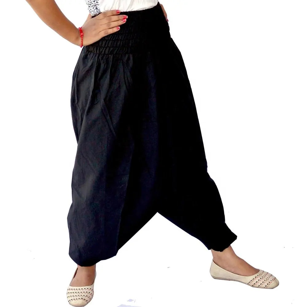 Hot Selling Indian Cotton Men And Women Harem Yoga Black Plain Unisex Trouser Wholesale